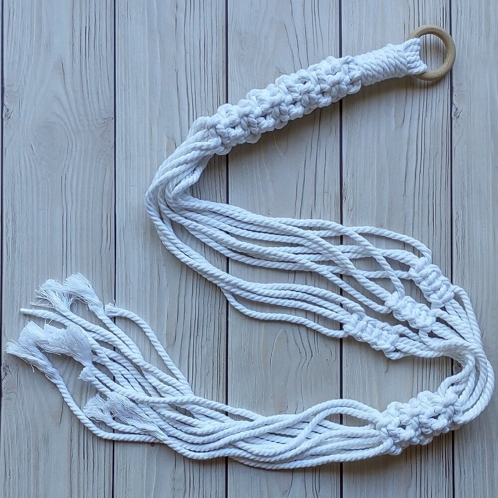 NEW! White Boho Macrame Plant Hanger | Hanging Planter Indoor Garden Home Decor